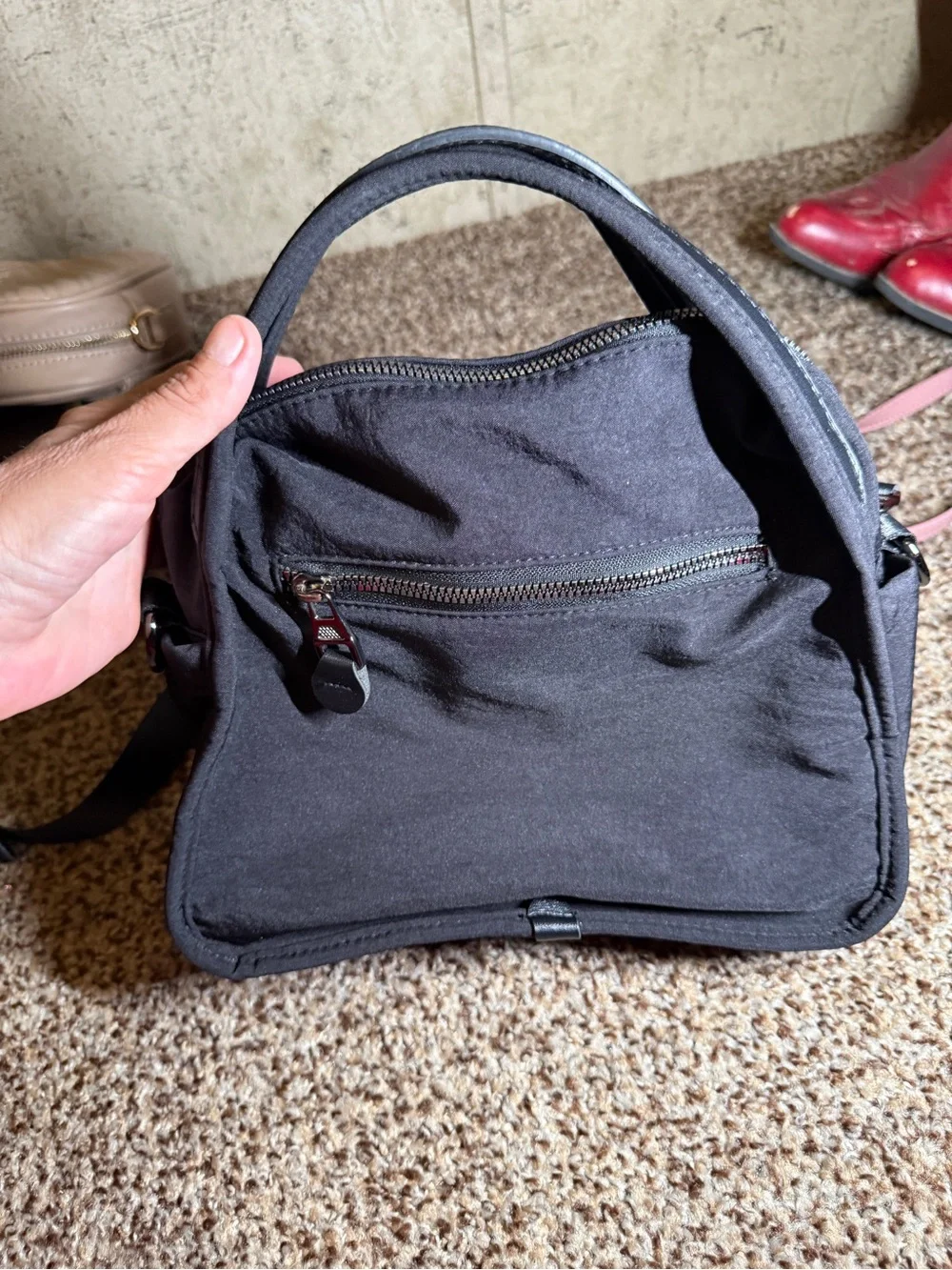 TikTok Black Canvas Tote-Style Crossbody Bag